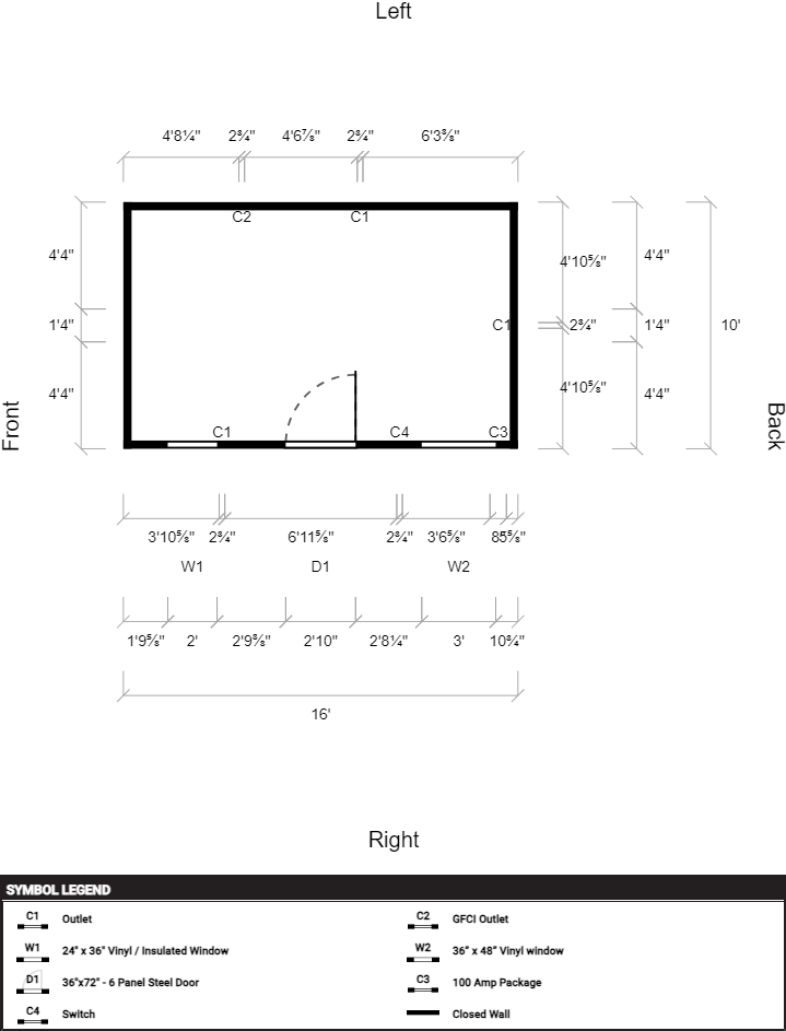 PRE-OWNED 10' x 16' Painted "Side Utility w/ Electric"