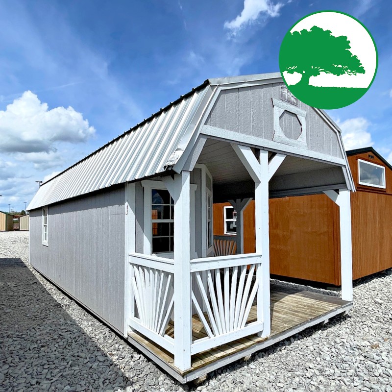 PRE-OWNED 12' x 32' Painted "Deluxe Lofted Cabin" - Image 2